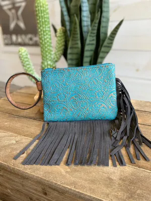 Justin Bangle Tooled Turquoise Wristlet