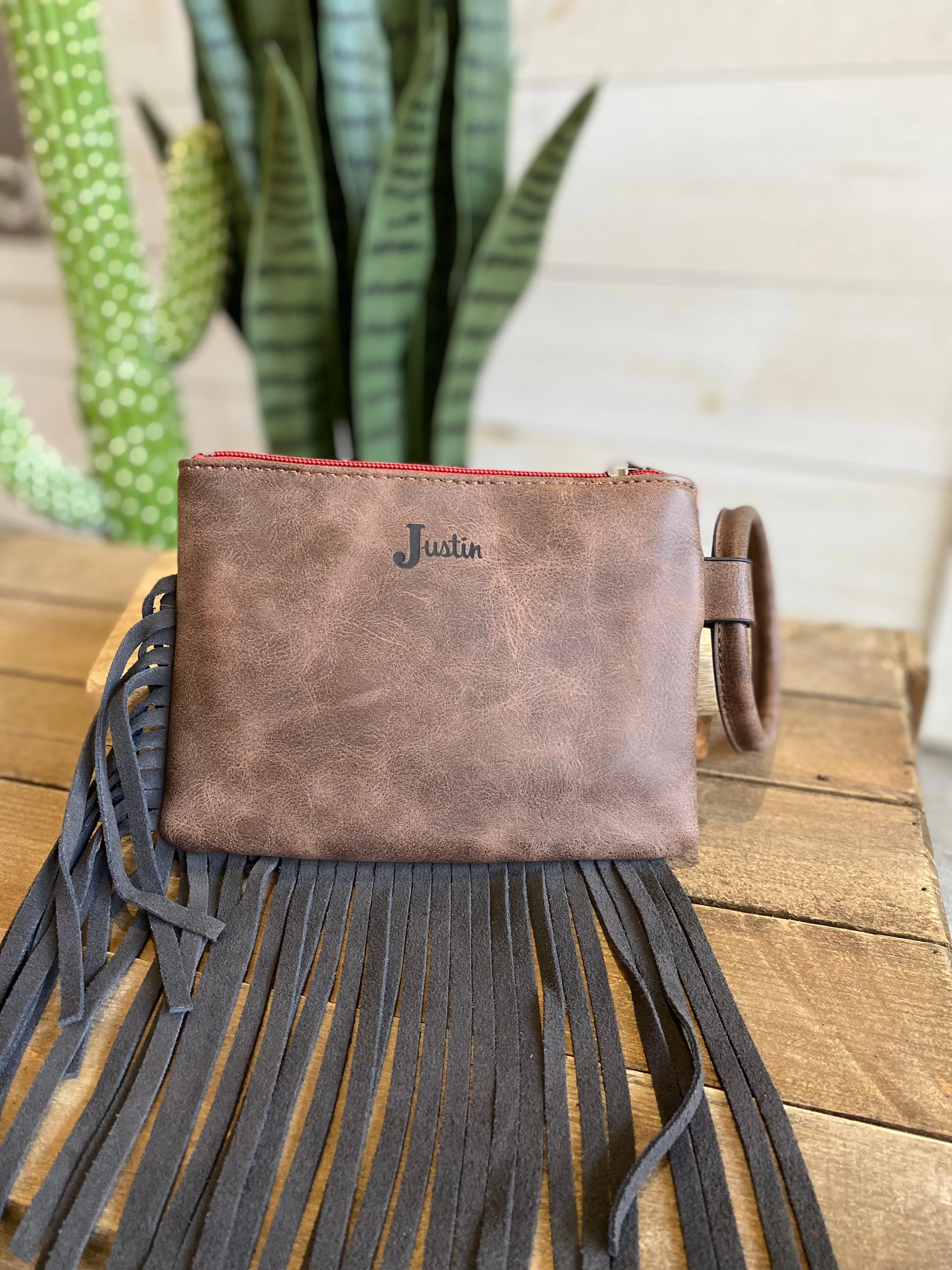 Justin Bangle Wristlet Tooled Berry