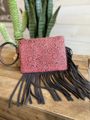 Justin Bangle Wristlet Tooled Berry