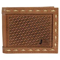 Justin Bifold Back Pocket Wallet Basket Weave Tooled