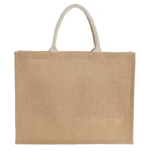 Jute Shopper Tote with Recycled Cotton Pocket