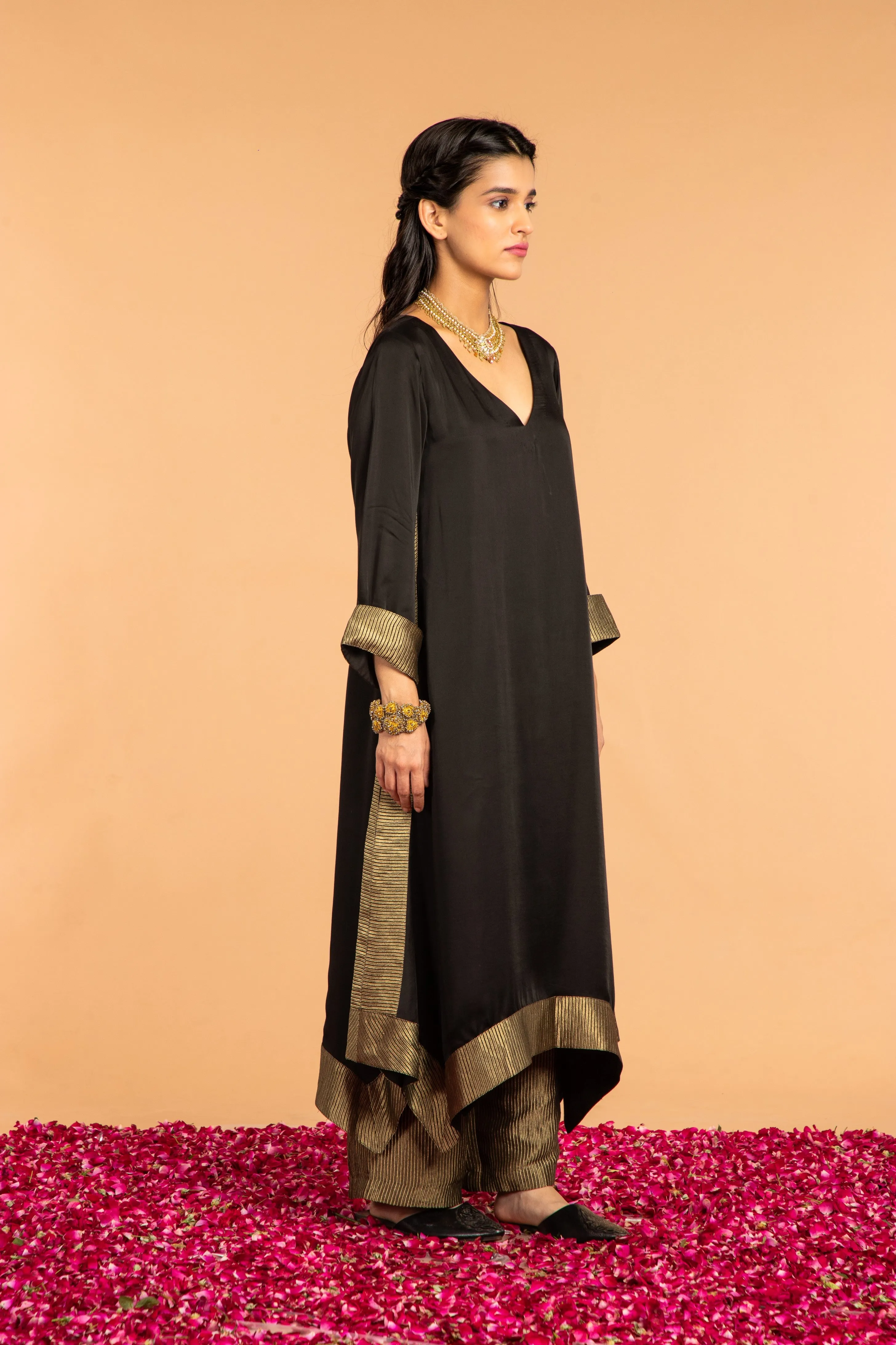 KAMAL ASYMMETRICAL  TUNIC- BLACK