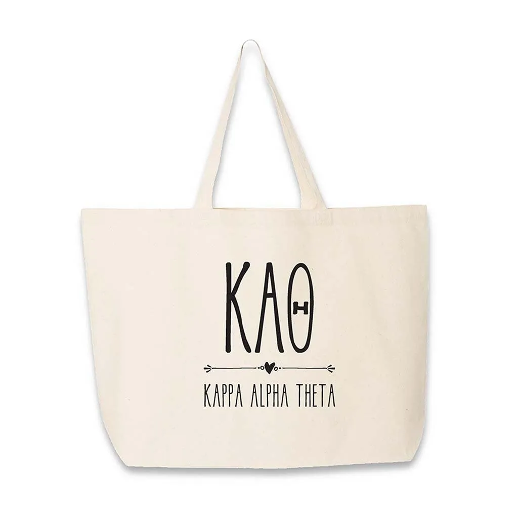 Kappa Alpha Theta Stylized Sorority Greek Letters Printed Canvas Bag