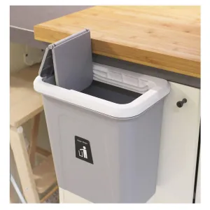 KARYHOME Hanging Trash Can,Small Cabinet Kitchen Trash Can, Garbage Can for Kitchen Cupboard with Automatic Return Lid,Grey