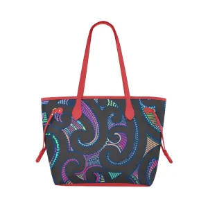 Kikelo African Print Clover Tote Bag-Red Handles