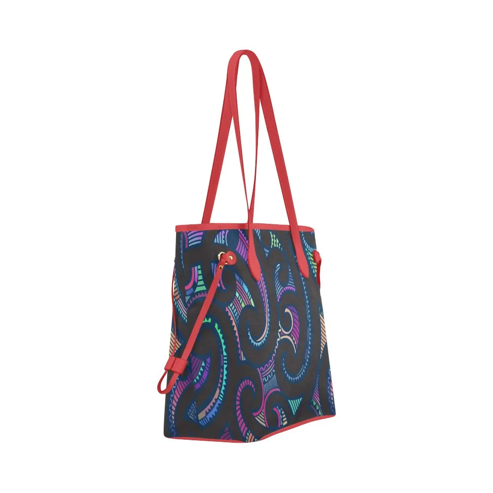Kikelo African Print Clover Tote Bag-Red Handles