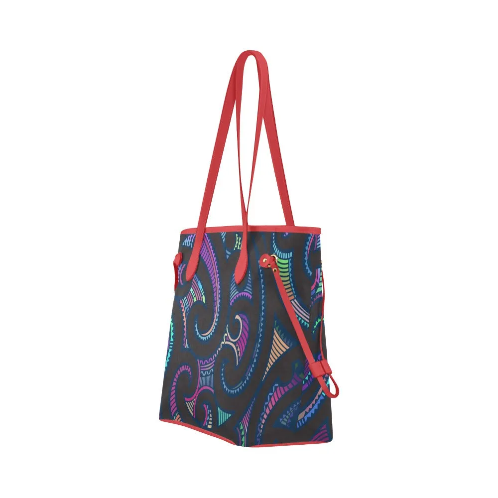 Kikelo African Print Clover Tote Bag-Red Handles