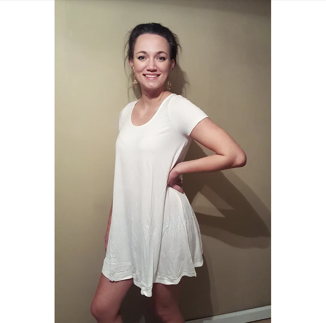Knit Solid Cap Sleeve Tunic Dress