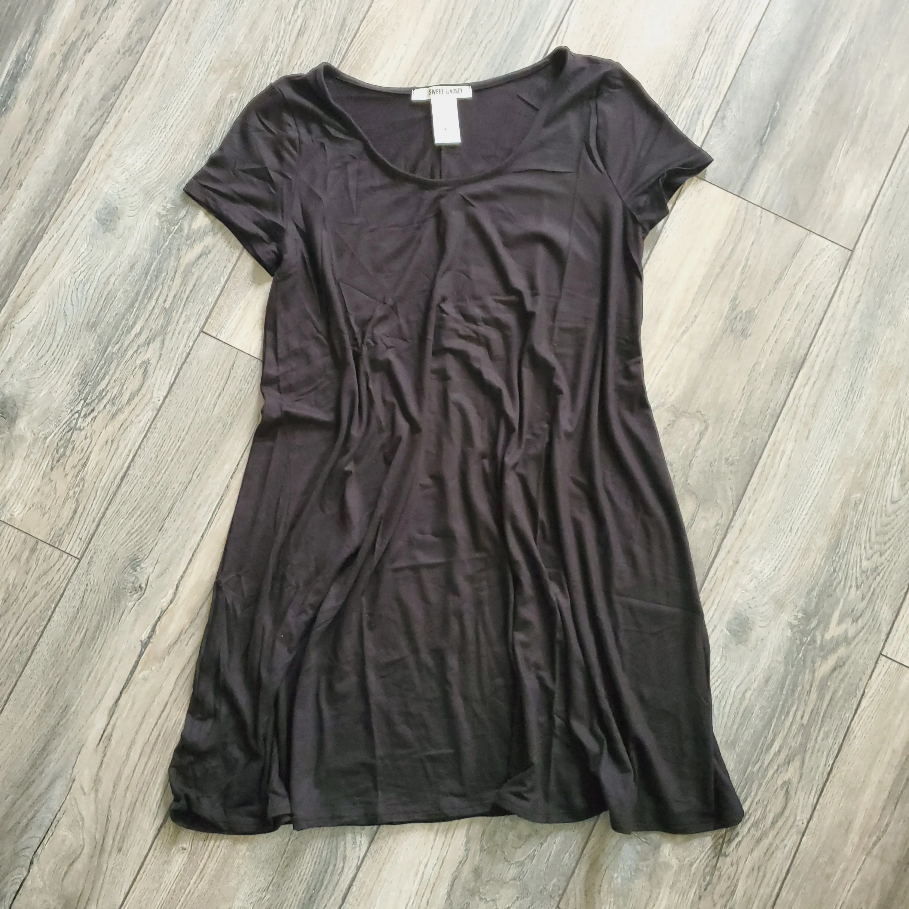Knit Solid Cap Sleeve Tunic Dress
