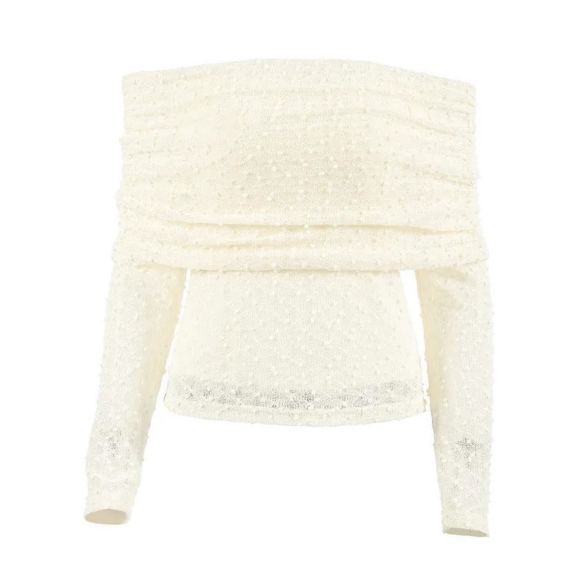 Knit Sweater Backless Off-Shoulder Patchwork Top
