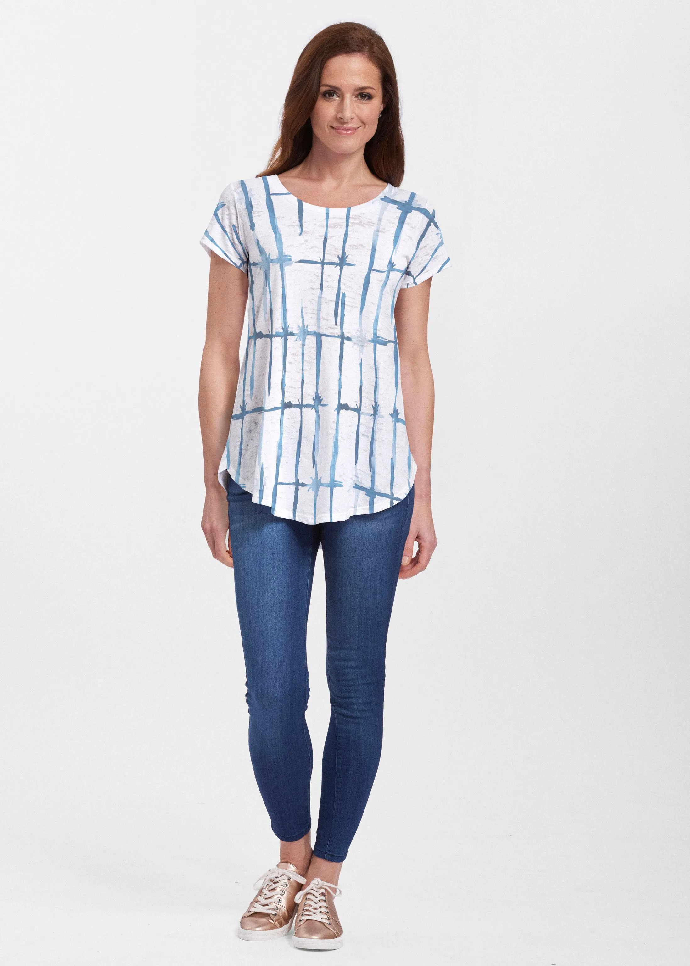 Knotted Tie Dye (7844) ~ Signature Short Sleeve Scoop Neck Flowy Tunic