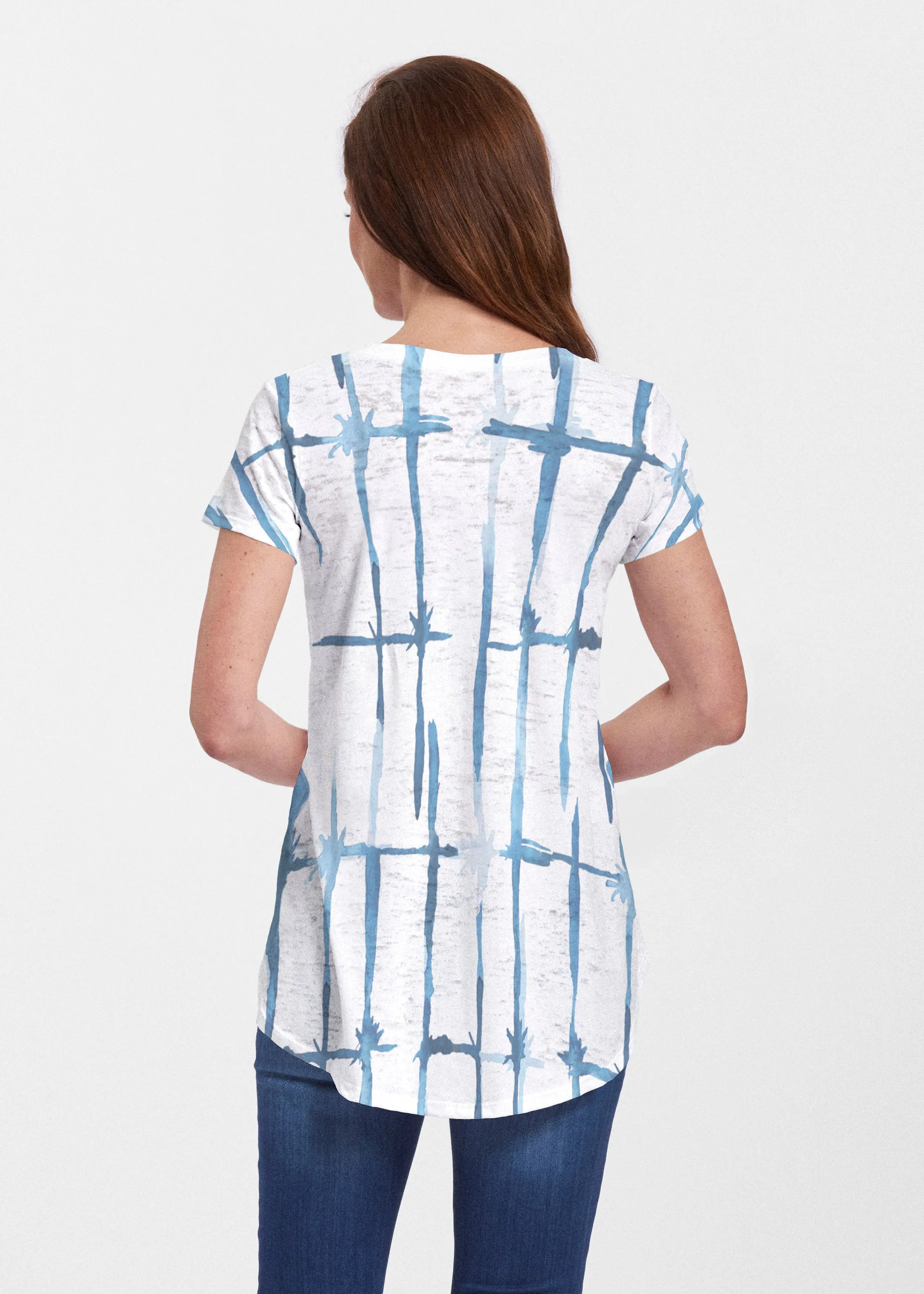 Knotted Tie Dye (7844) ~ Signature Short Sleeve Scoop Neck Flowy Tunic