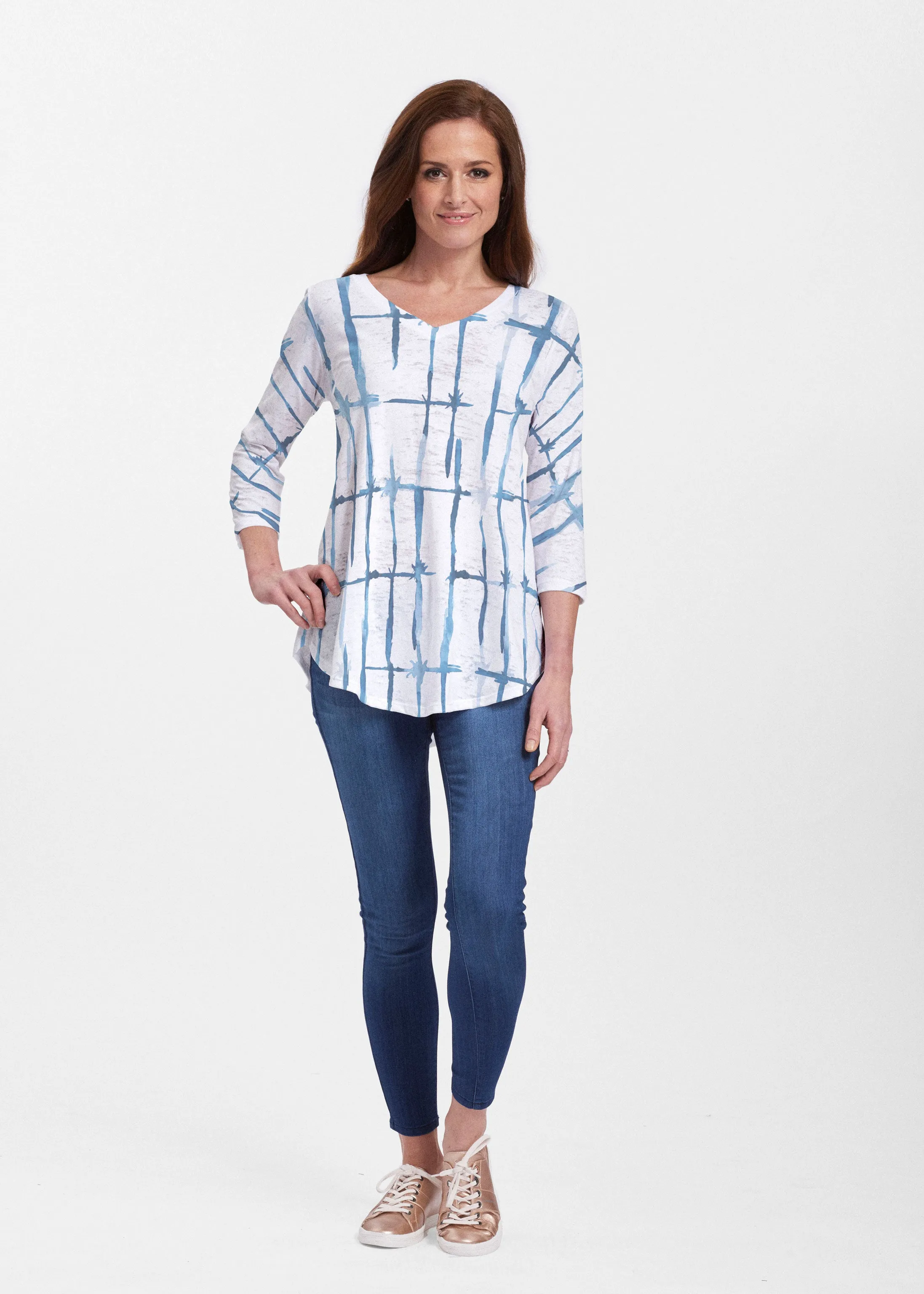Knotted Tie Dye (7844) ~ Signature V-neck Flowy Tunic
