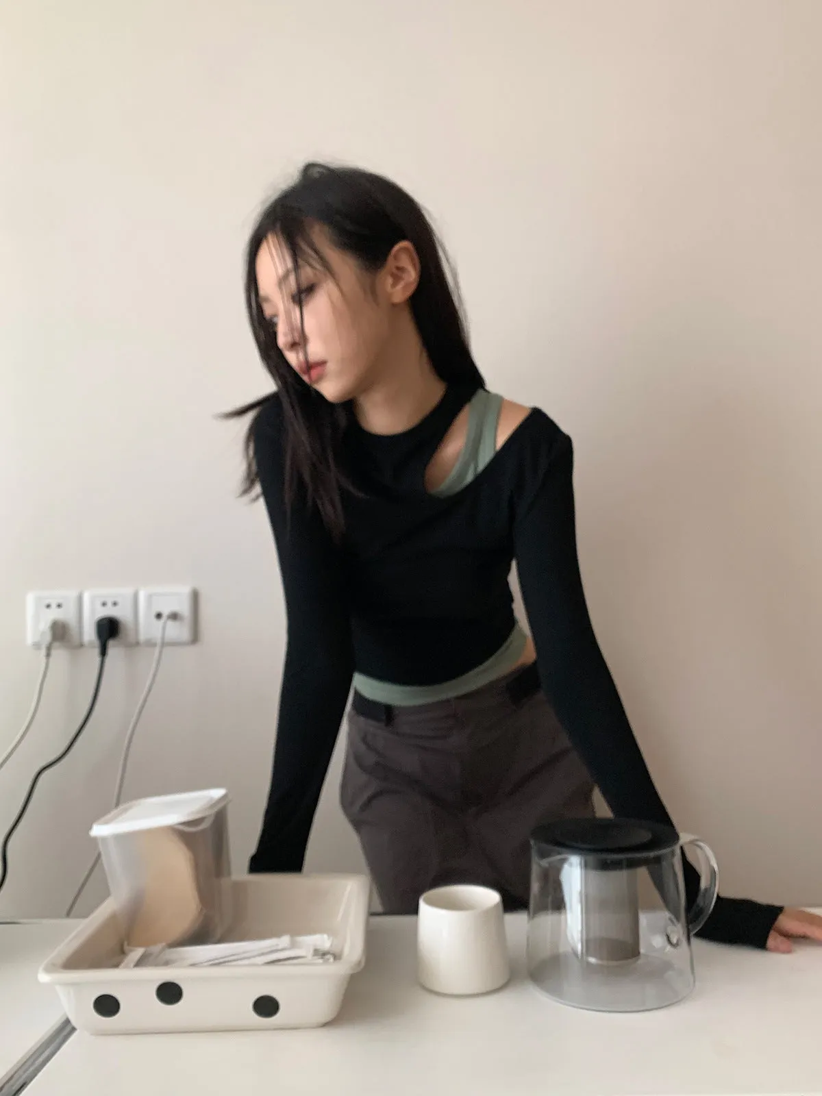 Korean clavicle Tops