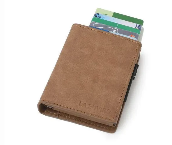 La Enviro Minimalist Unisex Vegan Leather Wallet Brown
