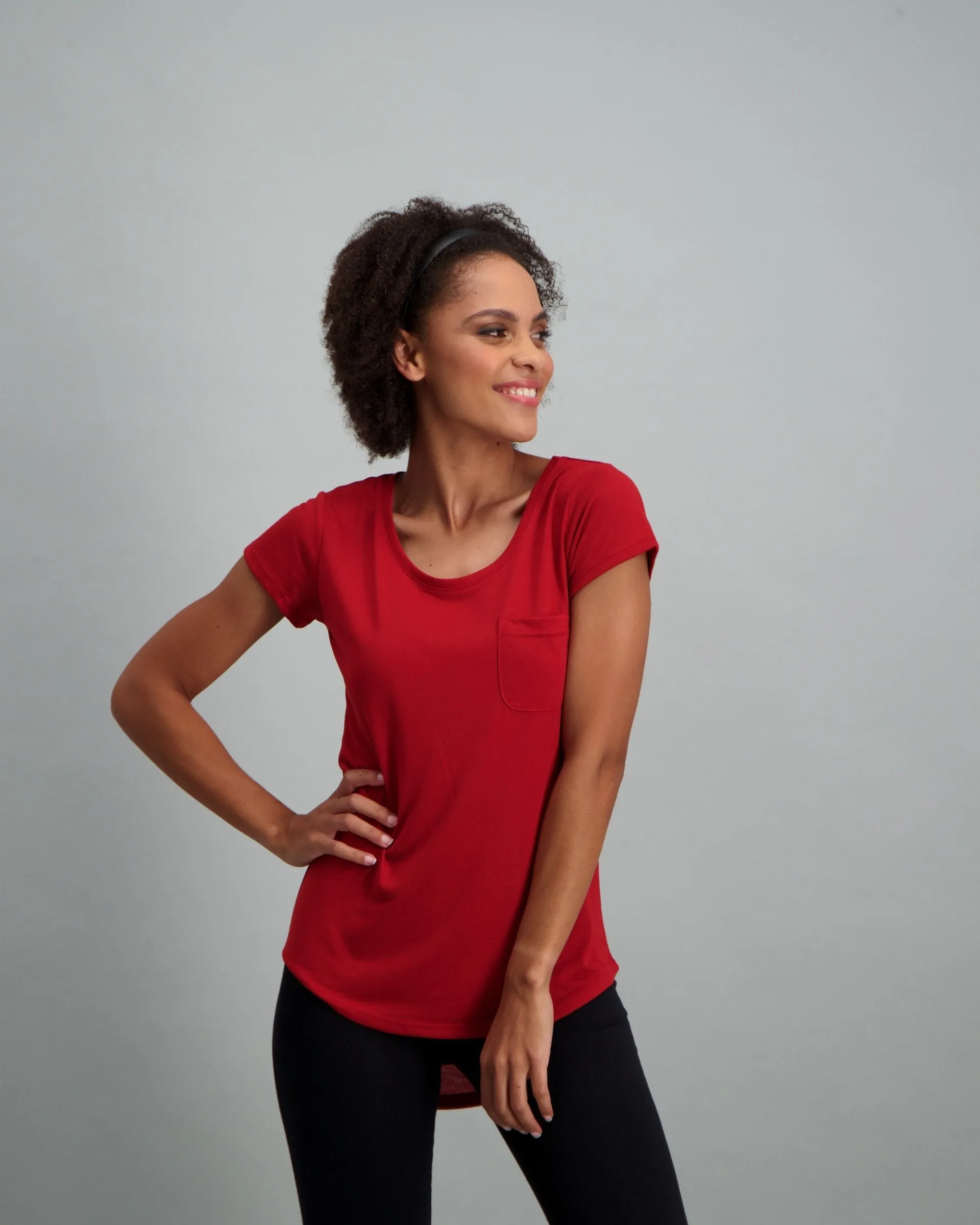 Ladies Core Pocket T-Shirt - Red