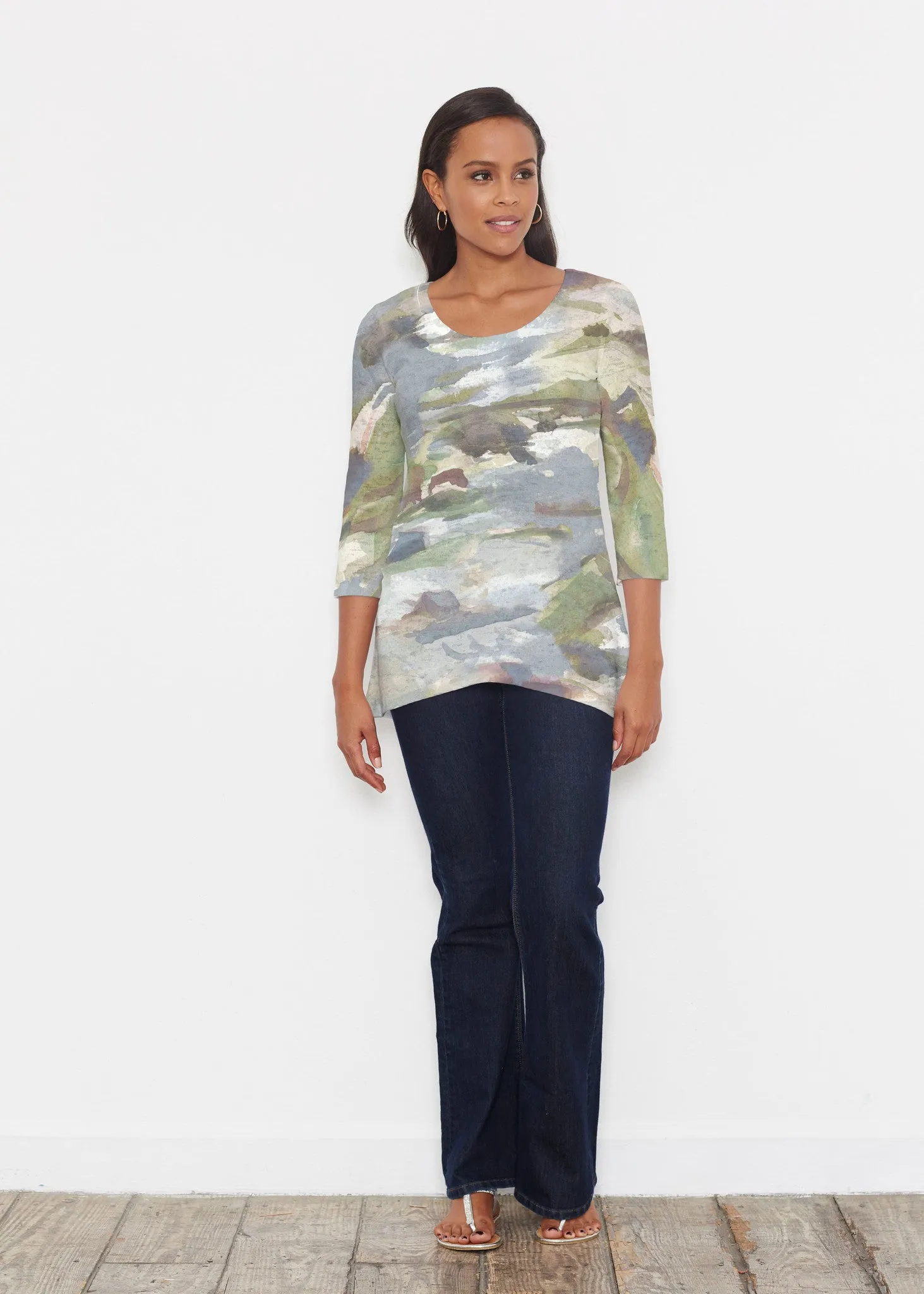 Landscape Green (15033) ~ Katherine Hi-Lo Thermal Tunic