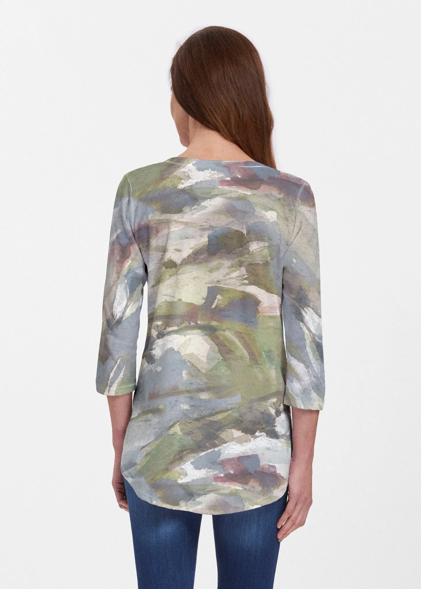 Landscape Green (15033) ~ Signature V-neck Flowy Tunic