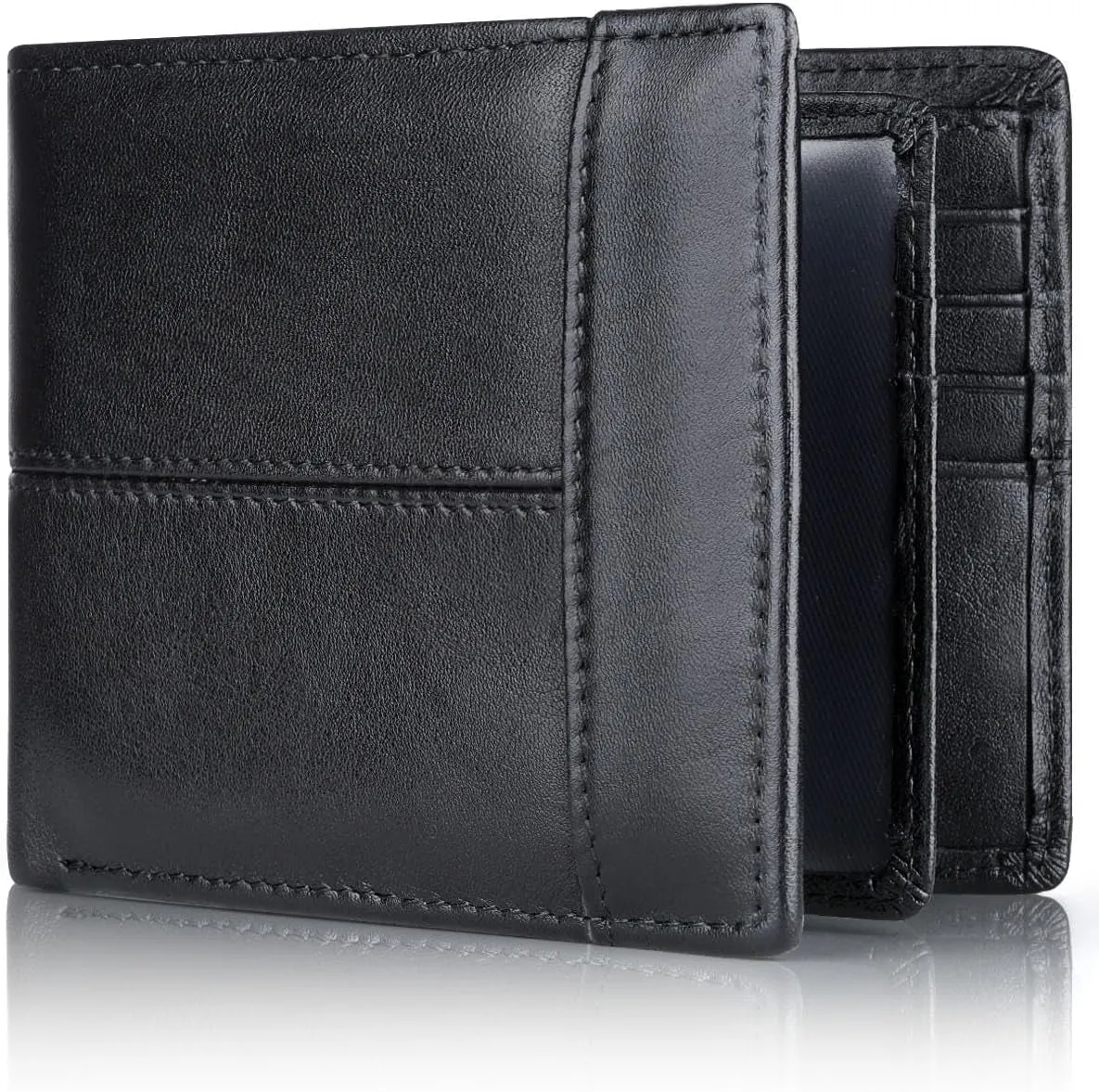Large Capacity Bifold Wallet for Men, Rfid Blocking Leather Card Holder
