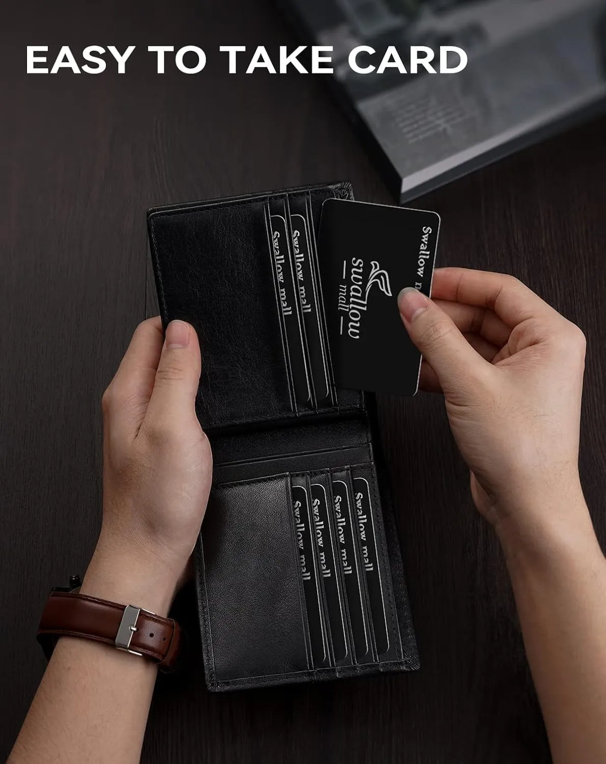 Large Capacity Bifold Wallet for Men, Rfid Blocking Leather Card Holder