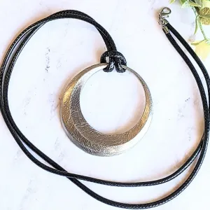 Large Circle Pendant Cord Necklace, 36 inches