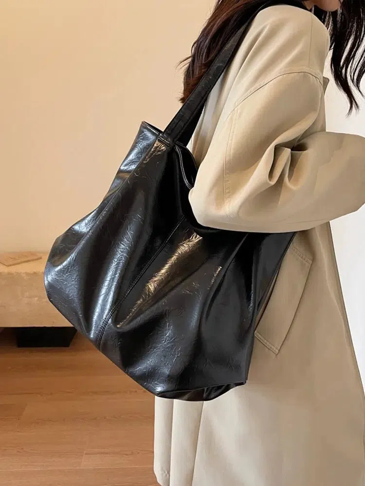 Large Faux Leather Tote Bag