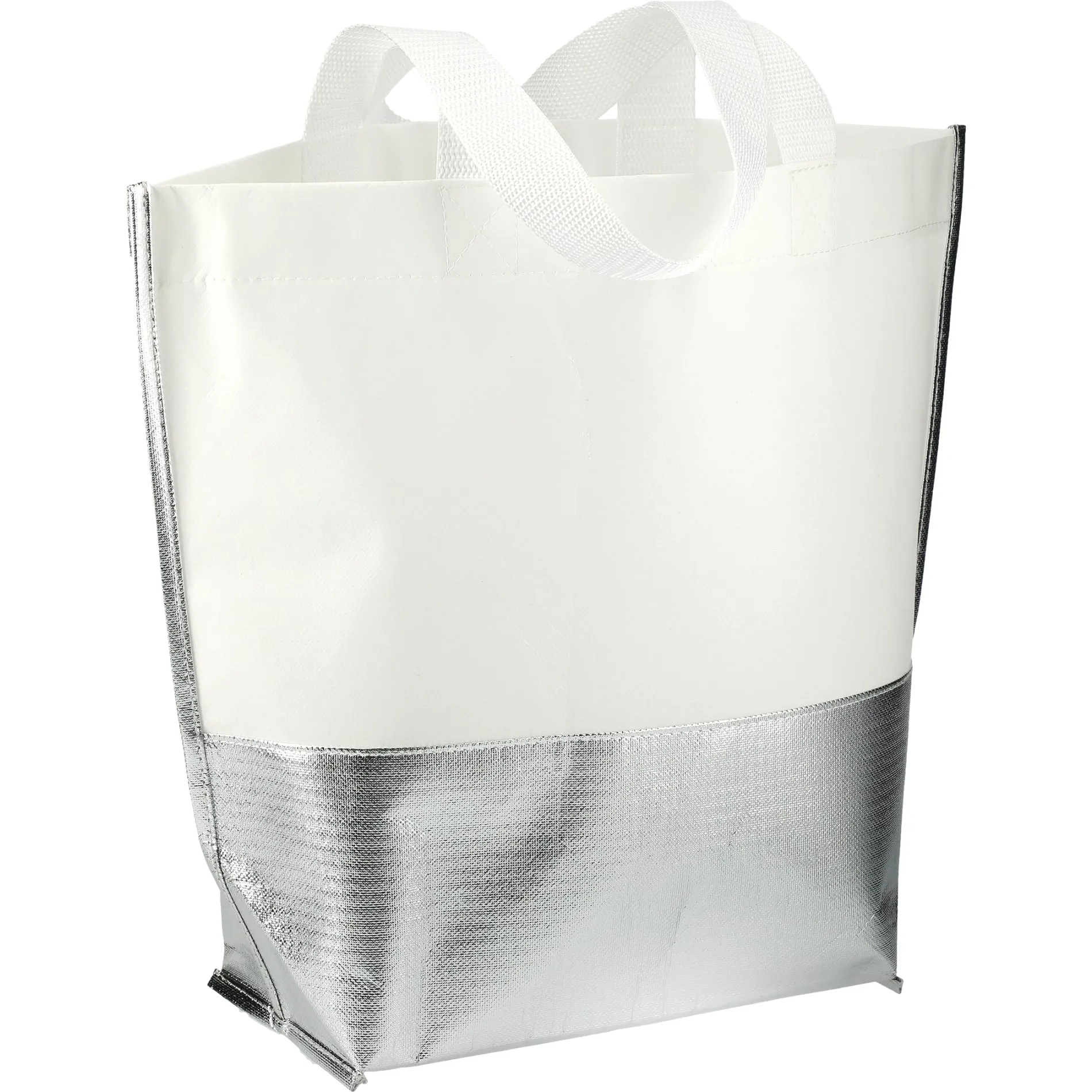 Large Laminated Metallic Bottom Tote