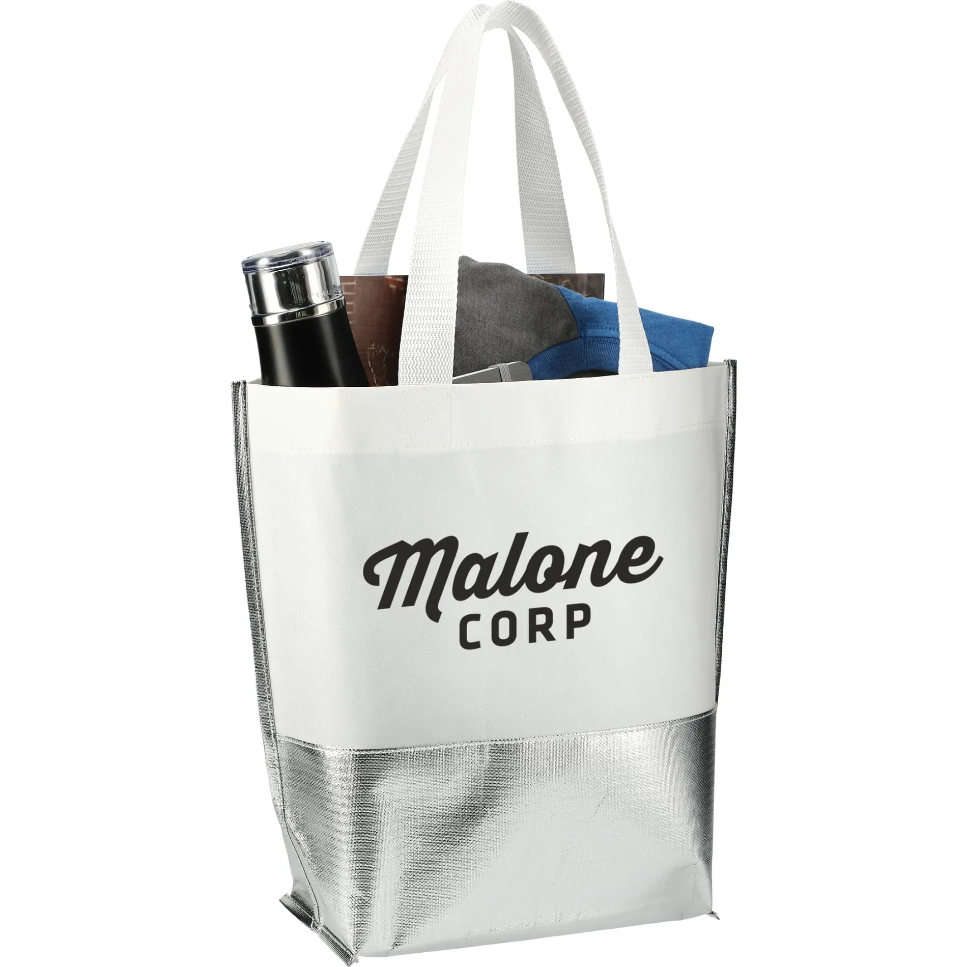 Large Laminated Metallic Bottom Tote