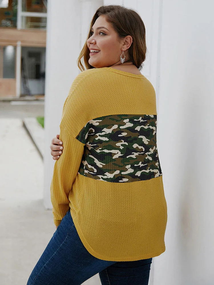 Large Size Women's Autumn and Winter Sweater Tops Long Sleeve V-neck Shirt