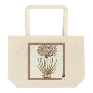 Large tote bag made from organic cotton featuring a vintage illustration of a desert floral.