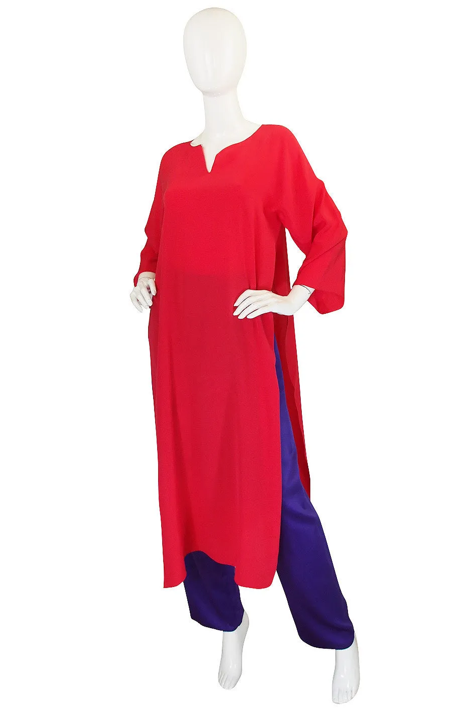 Late 1970s Oscar de la Renta Layered Silk Pant Set