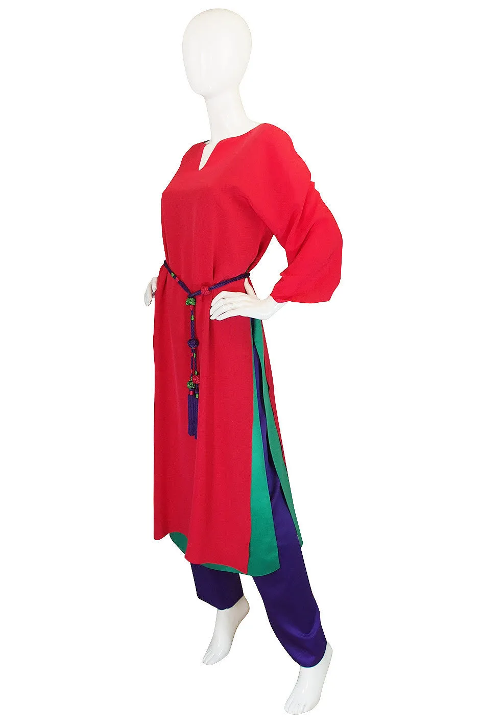 Late 1970s Oscar de la Renta Layered Silk Pant Set