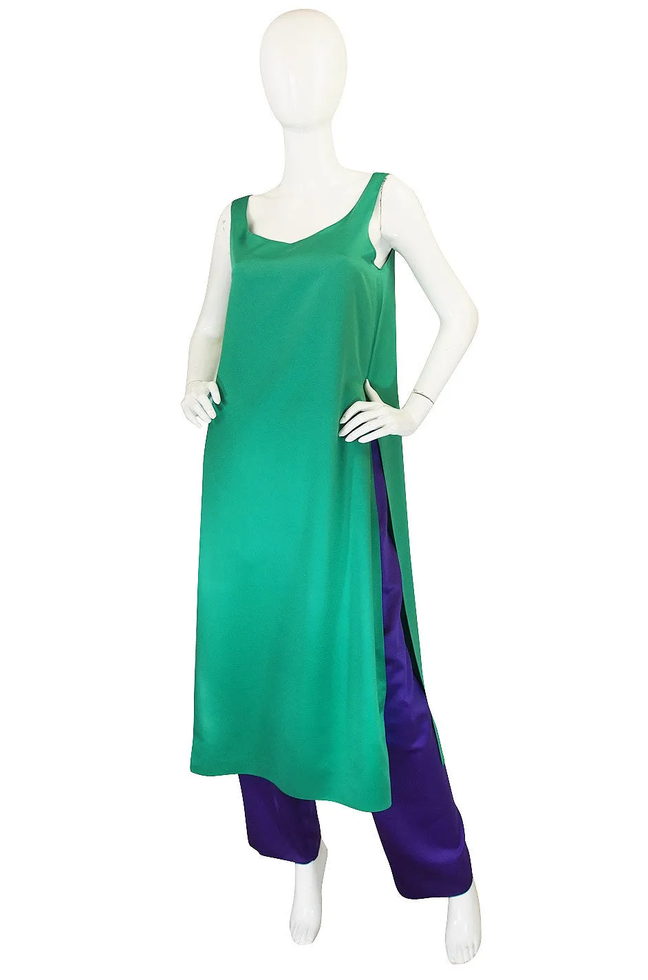 Late 1970s Oscar de la Renta Layered Silk Pant Set