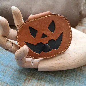 Leather Coin Wallet Spooky Pumpkin