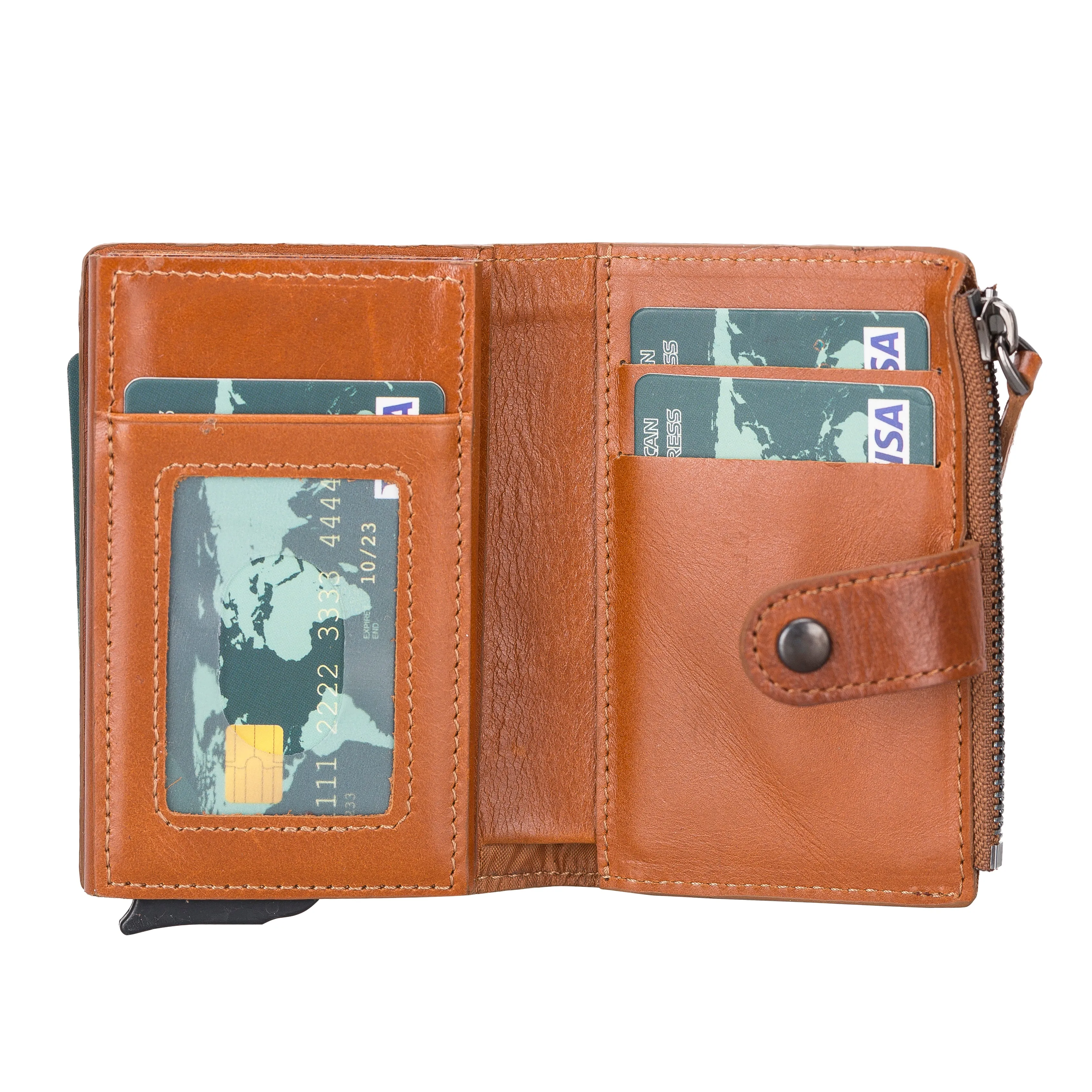 Leather Pop-Up Card Holder Wallet