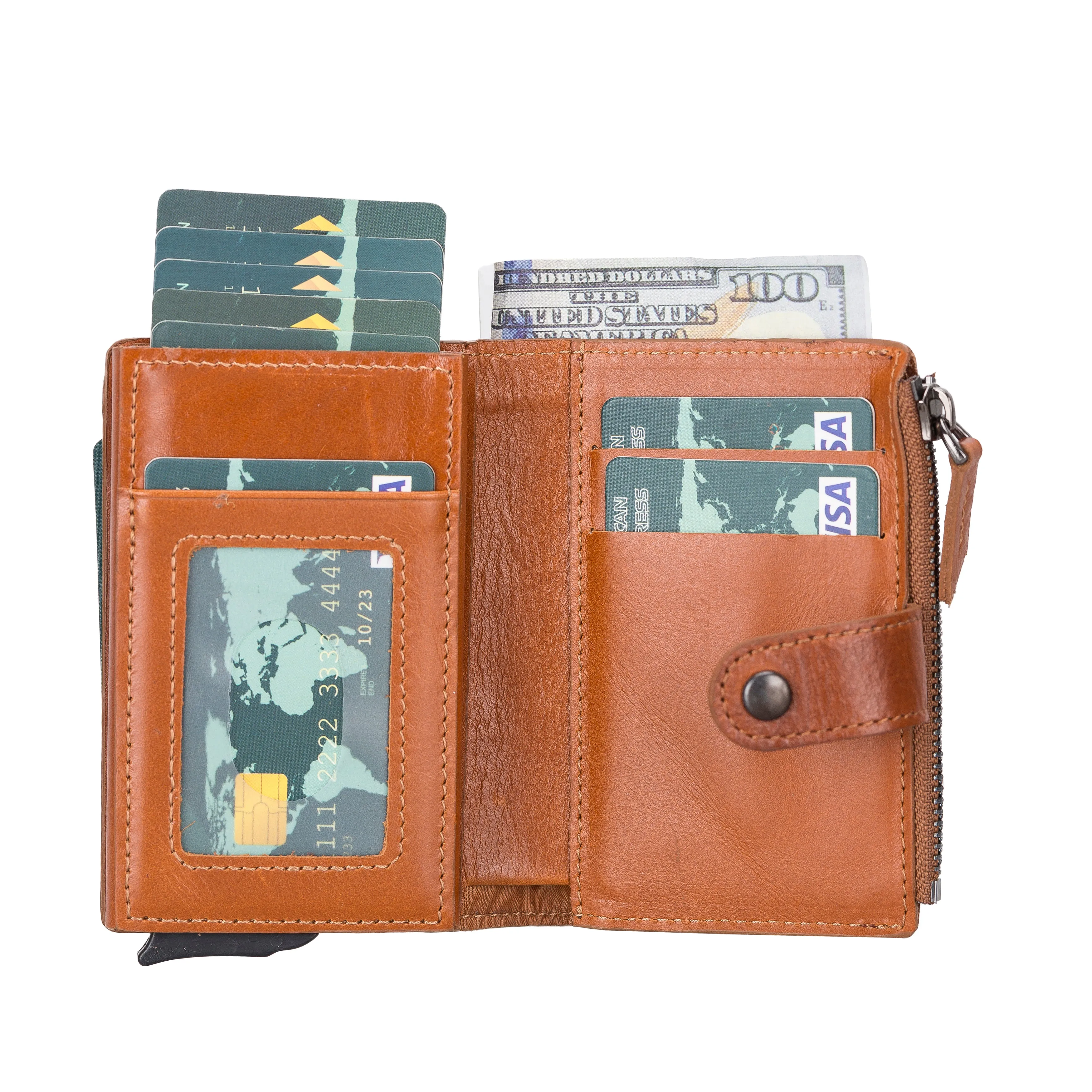 Leather Pop-Up Card Holder Wallet
