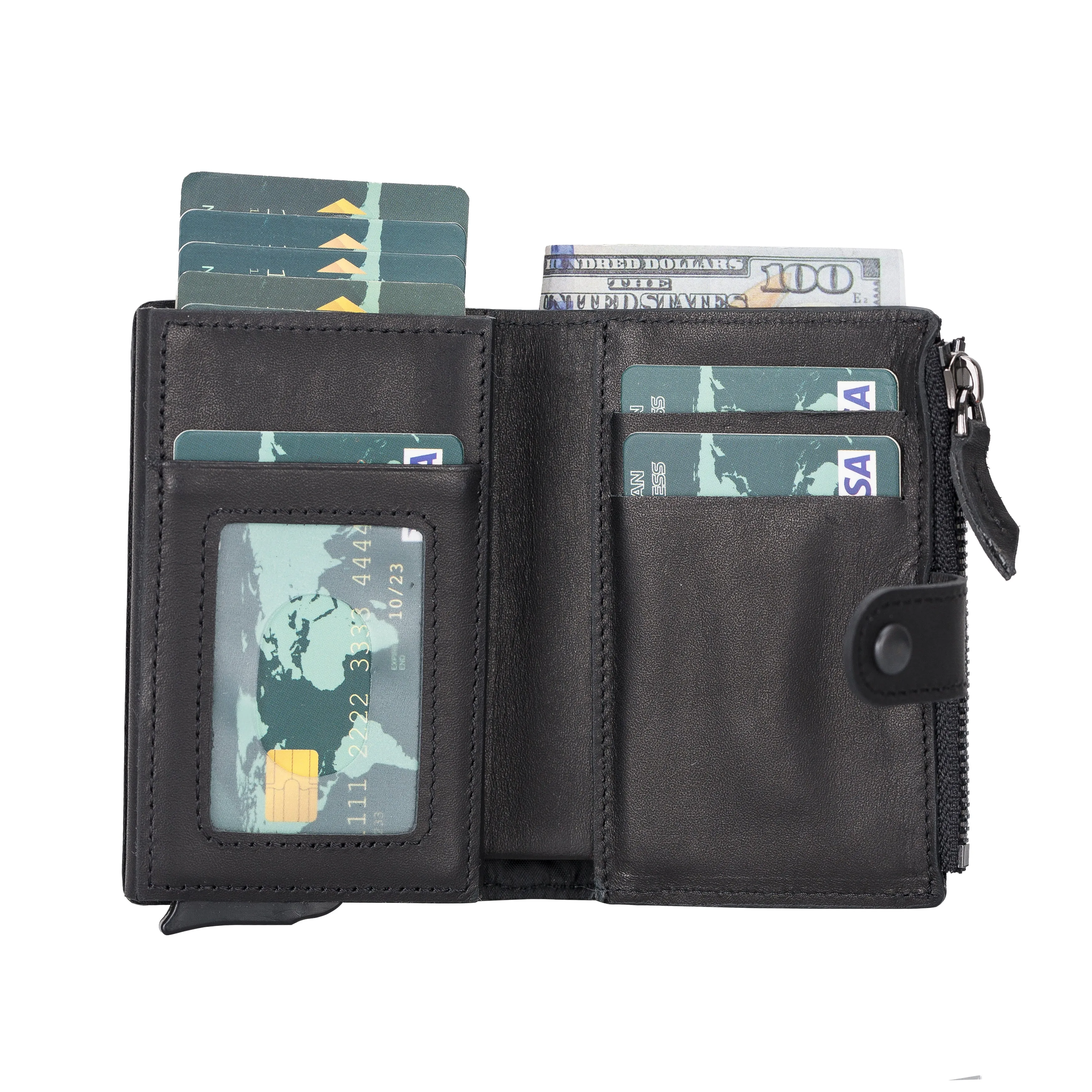 Leather Pop-Up Card Holder Wallet