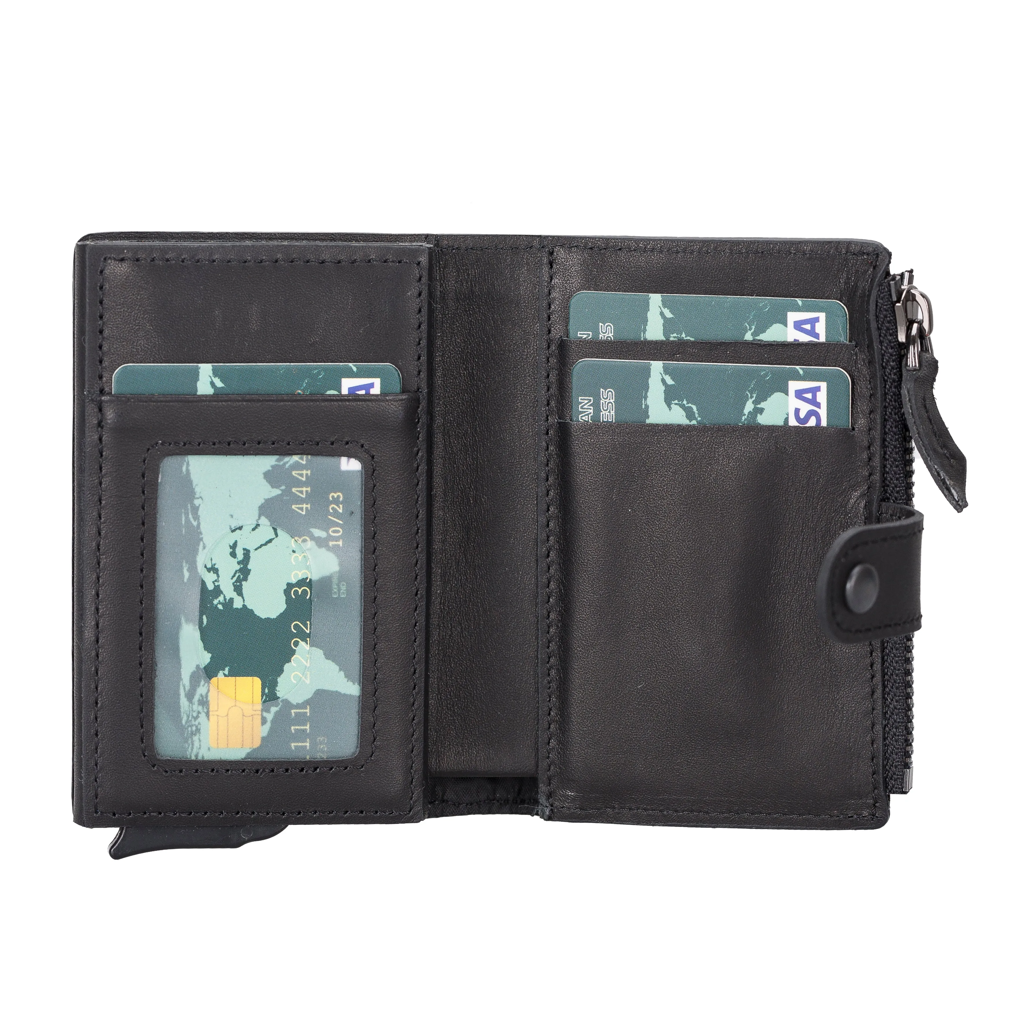 Leather Pop-Up Card Holder Wallet