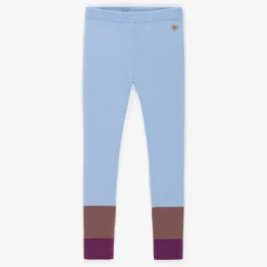 Legging bleu de maille bloc de couleurs, enfant || Color block blue knitted leggings, child