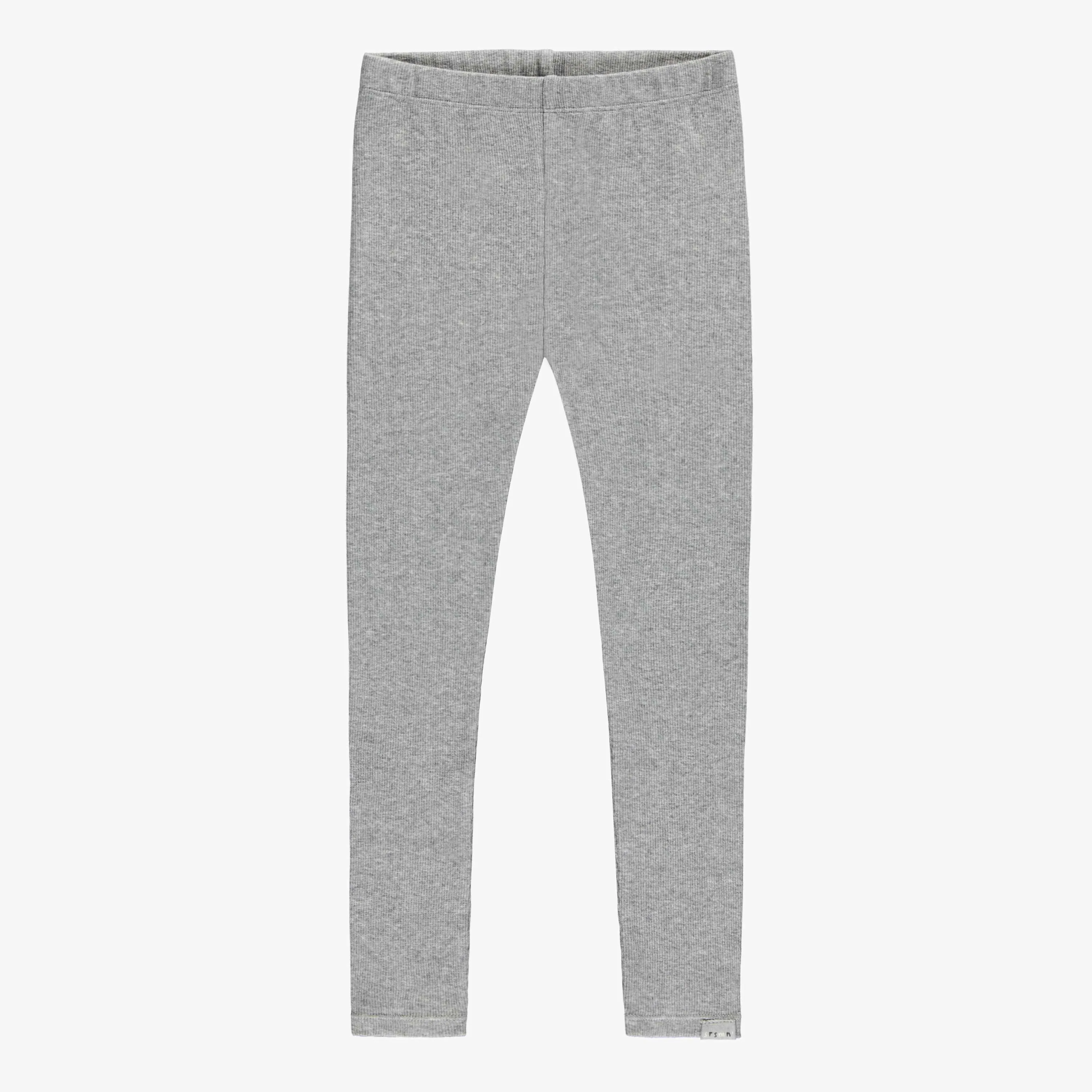 Legging long gris moyen en tricot côtelé, enfant || Long legging medium gray in ribbed knit, child