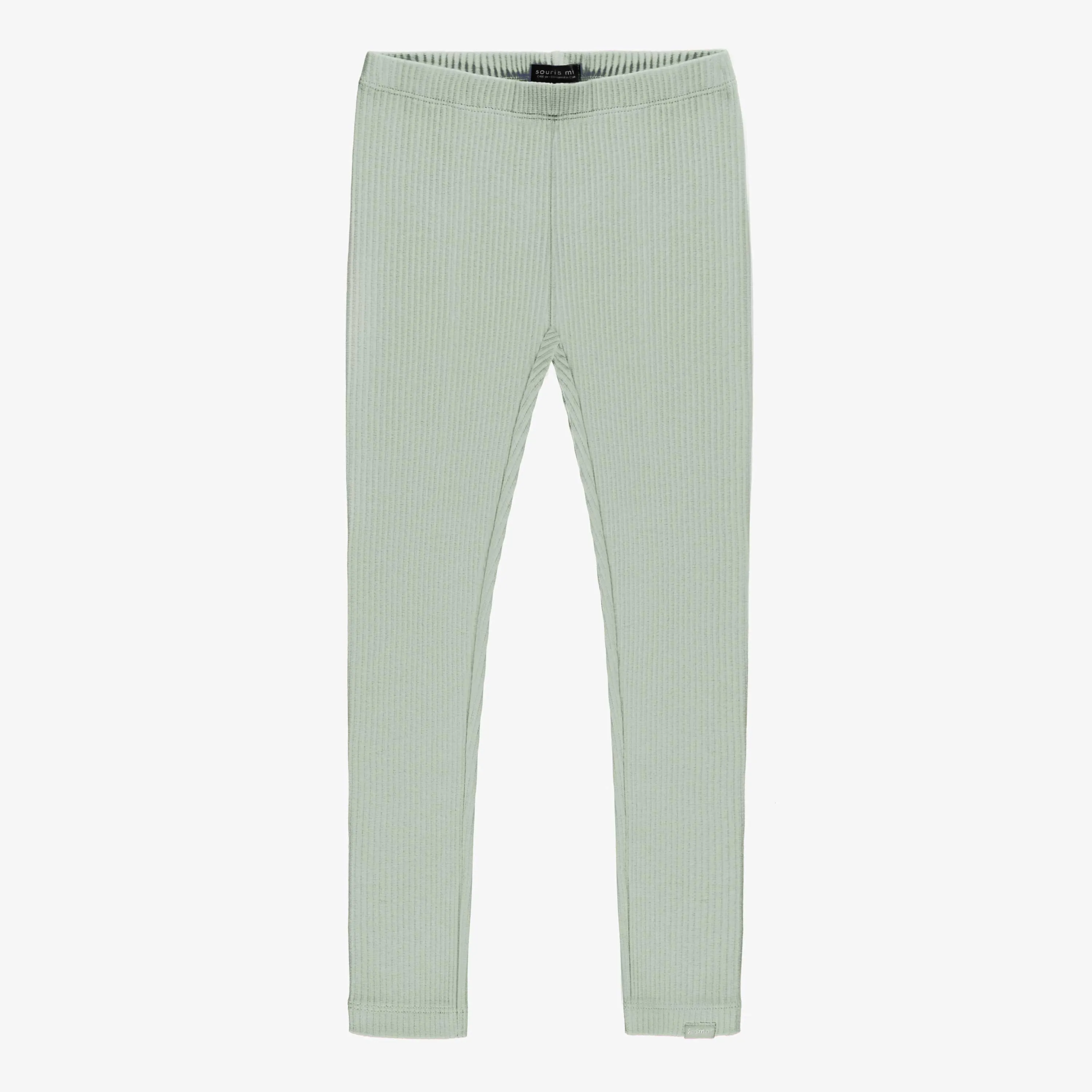 Legging long vert en tricot côtelé, enfant || Green long legging in ribbed knit, child