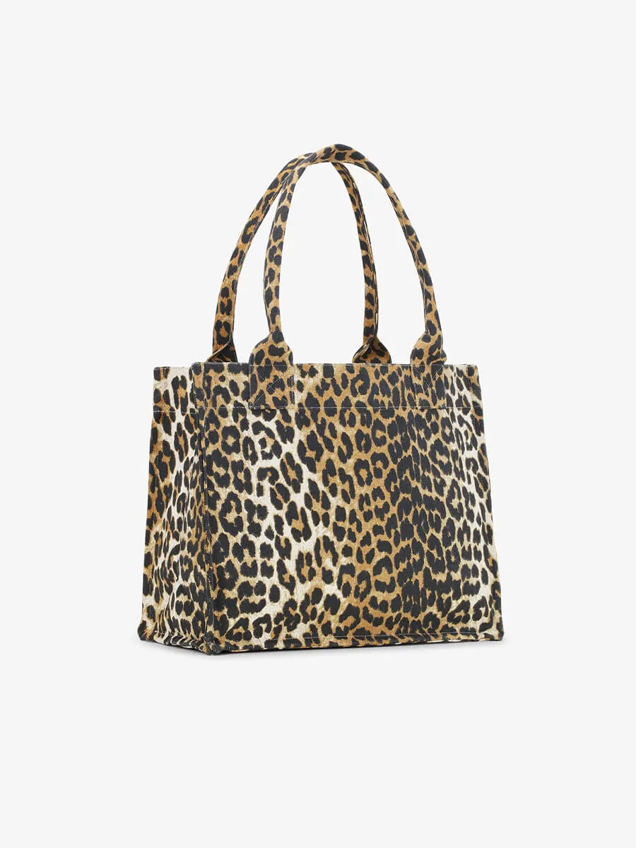 Leopard Print Large Canvas Tote Bag