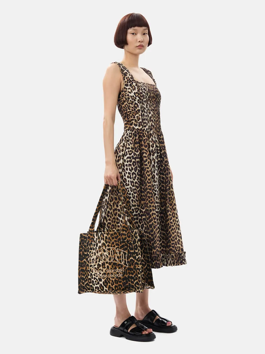 Leopard Print Large Canvas Tote Bag