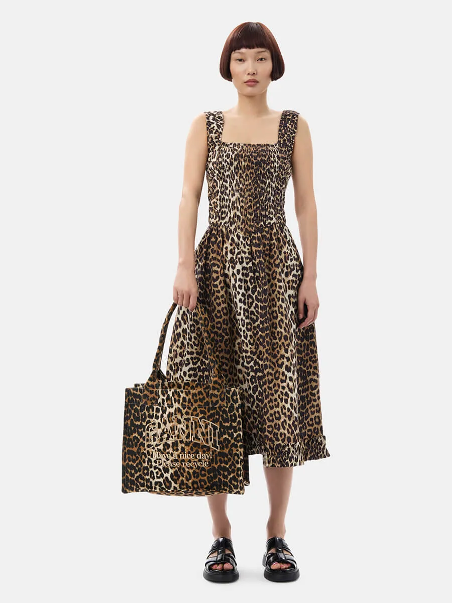 Leopard Print Large Canvas Tote Bag