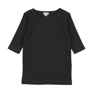 Lil Legs Three Quarter Sleeve T-Shirt - Off Navy