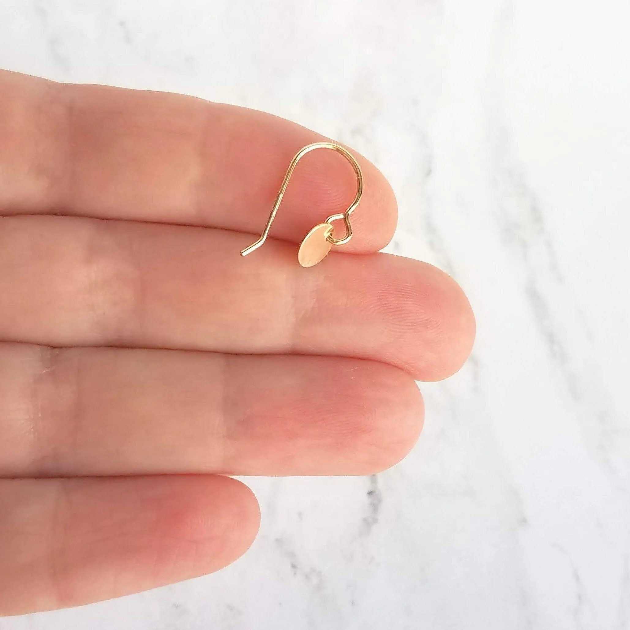 Little Disk Earrings, gold disk earring, small disc, tiny round dangle earring, 14K gold filled earring, 14K SOLID GOLD hook opt, sequin ear