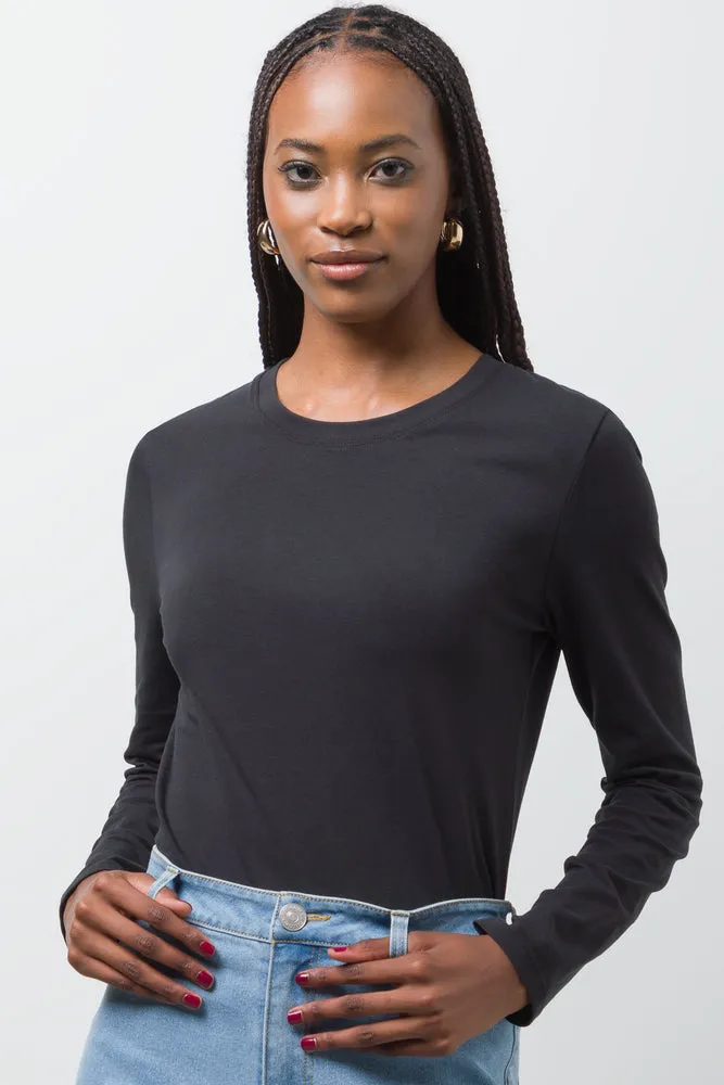 Long Sleeve Crew Neck T-Shirt Black