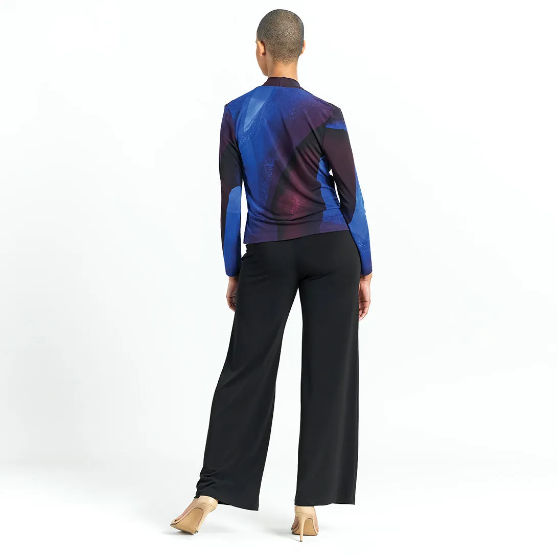 Long Sleeve Crossover Faux Wrap Top - Purple Watercolor - Final Sale!