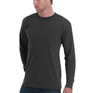 Long Sleeve Heavyweight 100% Cotton T-Shirt with Pocket - Big Sizes