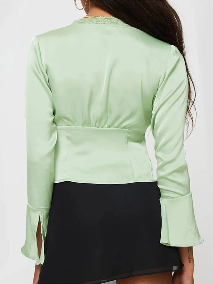 Long Sleeve Tie Front Top